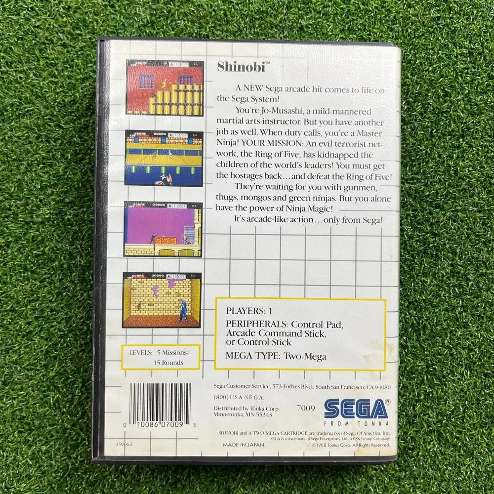 Shinobi (Sega Master System, 1988) SMS Complete CIB
